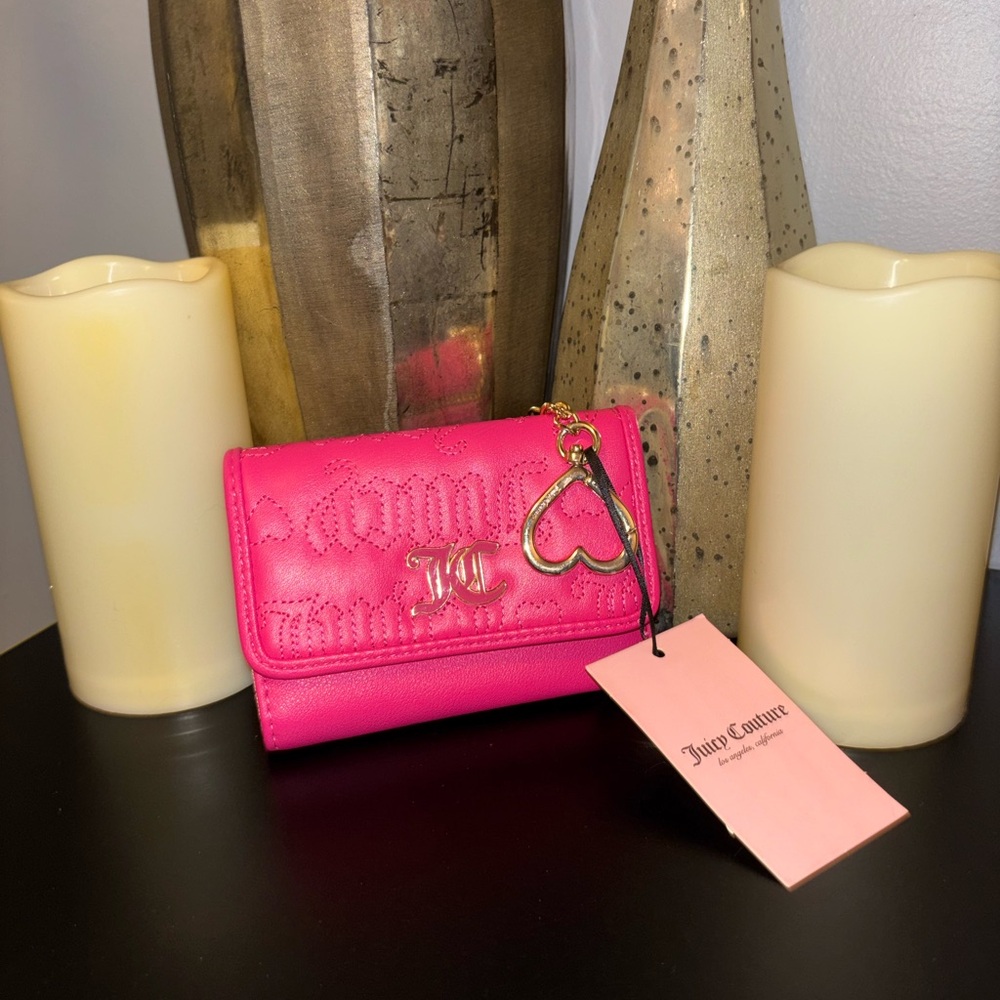 Juicy Couture Vibrant Pink Wallet with Heart Charm